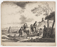 TvB G 3213
<br/>
De reizenden bij de hut
<br/>
<em>Visscher, Jan de (ca. 1636-na 1692)</em>